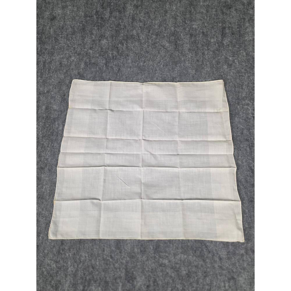 Vintage 50s White Cotton Handkerchief Pocket Square Woven Satin Stripe Hankie OS